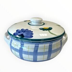 Vtg Caleca ARIOSO Italy Hand Painted 1.5 Qt Covered Casserole Ceramic Pottery